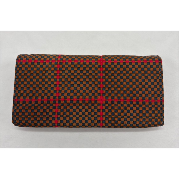 Kipling Brownie Organizer Wallet Trifold 7.5" x 4"‎ Brown Blue Checkerboard - Picture 2 of 10